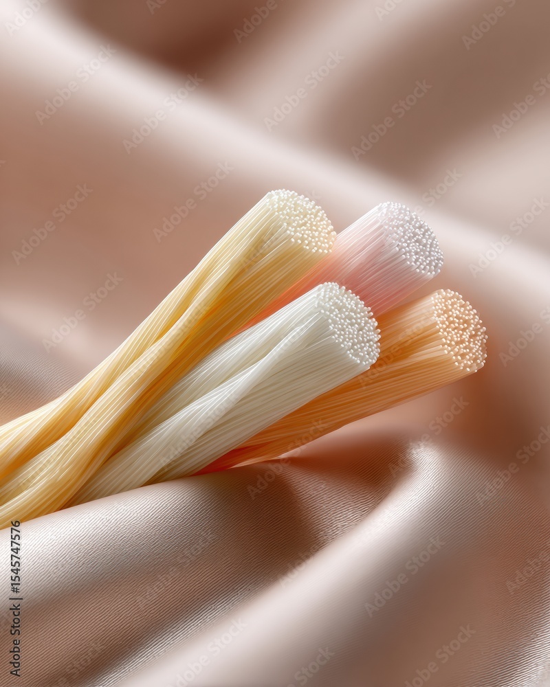Aufkleber soft focus close-up of optical fiber strands on satin surface highlighting high-speed connectivity a
