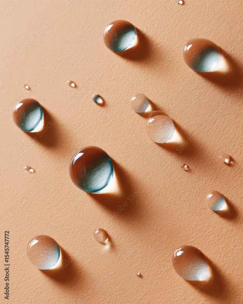 Poster minimalist water droplets on smooth surface representing flood risk accumulation for environmental a