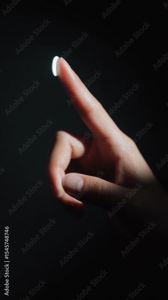 Poster futuristic biometric fingerprint scanner with successful authentication on sleek touchscreen, dramat