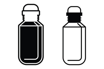 Water Bottle art silhouette vector with line art on white background
