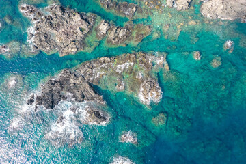 Aerial view of the southern part of Yakushima Island, Kagoshima Prefecture, Japan, a World Heritage Site