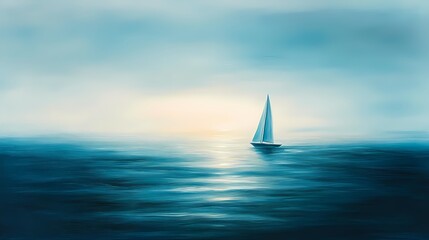 Fototapeta premium Solitary Sailboat at Sunset 