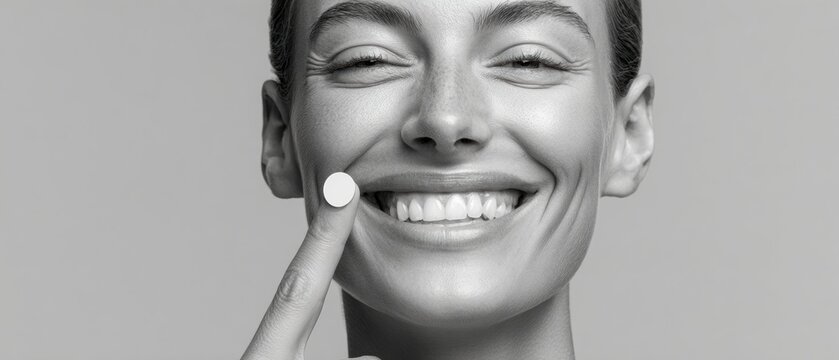Confident woman showing vote sticker on hand with smile, symbolizing democratic participation and civic pride in modern voter engagement campaigns