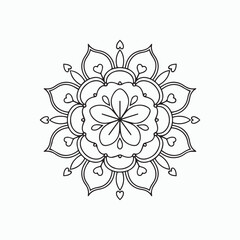 Romantic Flower Mandala Line Art