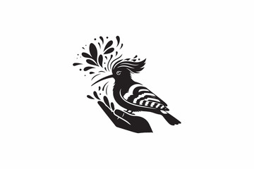 a Hoopoe bird vector silhouettes image with white color back round adobe illustrator. eps