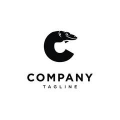 Letter C Monitor Lizard Logo Icon Vector