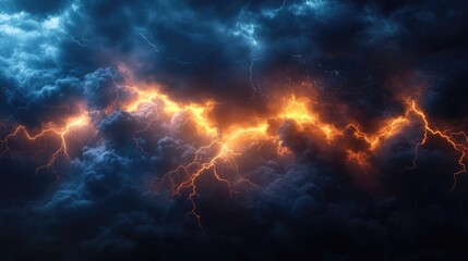 Storm Clouds with Lightning Isolated on Transparent Background, Dramatic Weather for Nature and Disaster Concepts