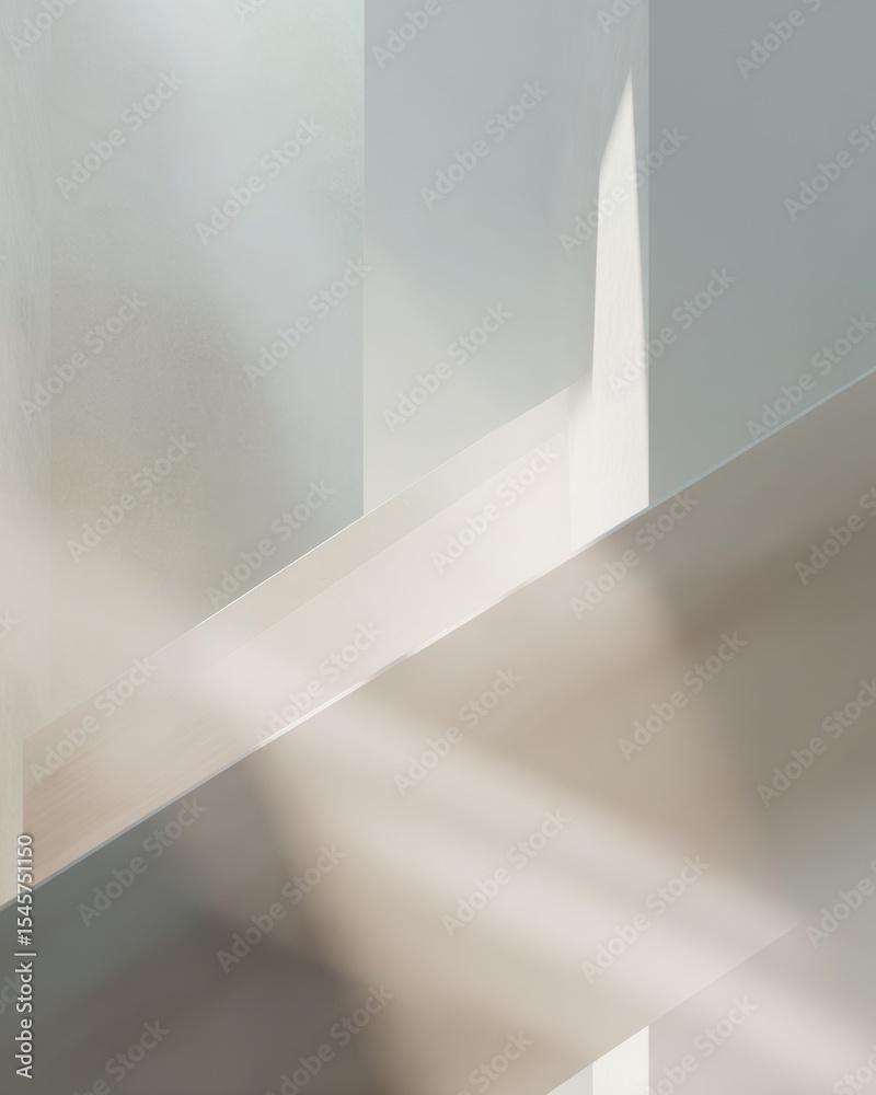Poster serene minimalistic architecture with soft natural light and geometric lines featuring subtle shadow