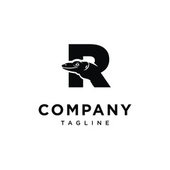 Letter R Monitor Lizard Logo Icon Vector