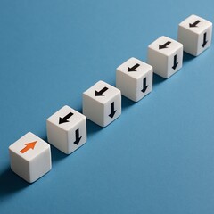 An orange arrow leads away from black arrows on white cubes