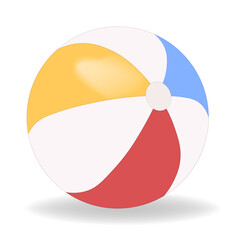 Sunshine ball beach ball resting on sandy beach, summer fun.