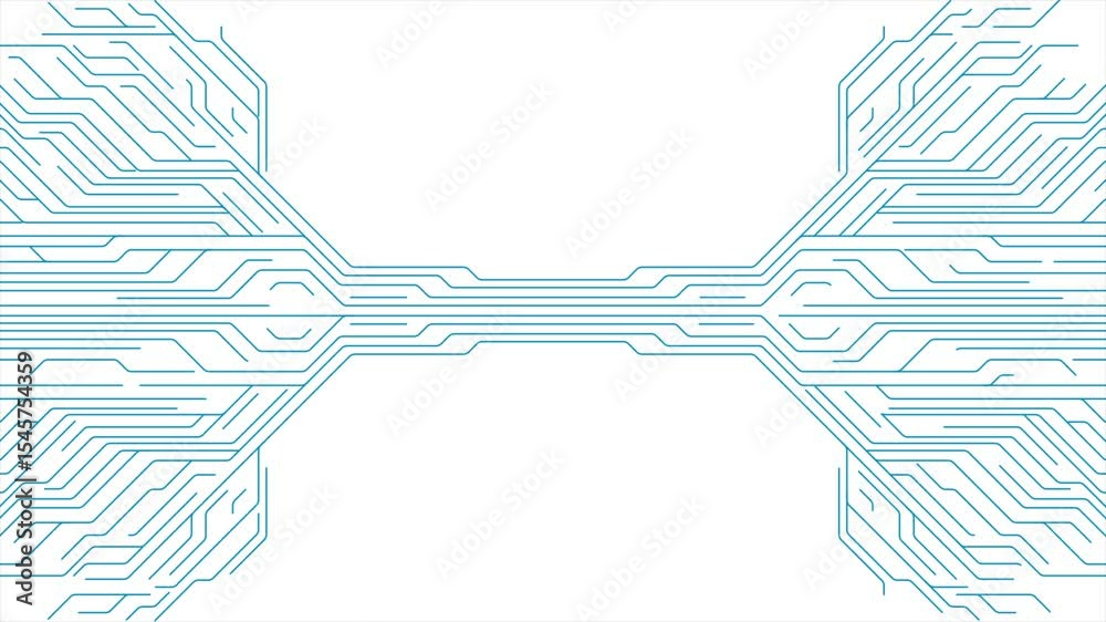 Poster blue white minimal abstract futuristic tech background with circuit lines. seamless looping motion d