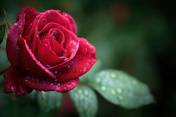 A red rose with water droplets on it