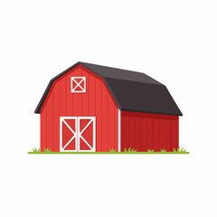 A classic red barn in the countryside isolated on white background © nhpvect02