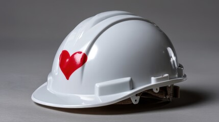 Fototapeta premium White safety helmet with red heart symbol