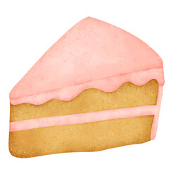 Pink cake cartoon watercolor 