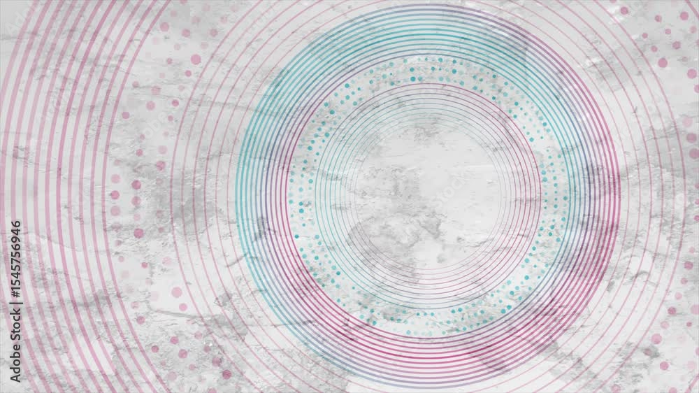 Poster blue pink concept linear and dotted circles abstract geometric grunge background. seamless looping r