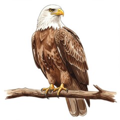 Fototapeta premium Majestic Brown And White Eagle Perched On Branch