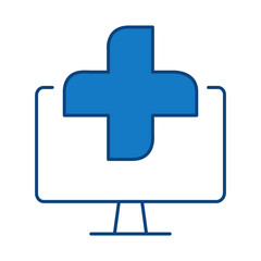 Fototapeta premium Monitor Blue Line Editable Stroke Icon. PC, Computer Functions, Settings, Technology, Security, Shopping, Wallet, Marketing, Promotion, Communication Vector Illustration.