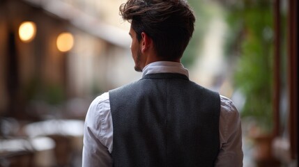 A man wearing a vest and a white shirt