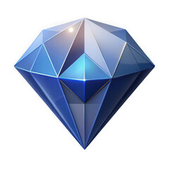 Blue gemstone diamond 3d render isolated on transparent background