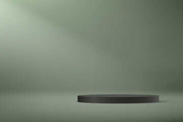 Dark green Background Empty Room Studio with black podium Space for selling products on the website. Vector illustration.
