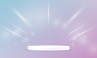 Blue and Purple Background Empty Room Studio with podium Space for selling products on the website. Empty room with light effect. Vector illustration.