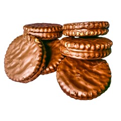 Many isolated chocolate cookies