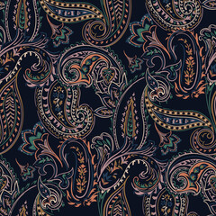 abstract paisley pattern on navy background