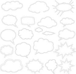 Fototapeta premium Collection of Outline Speech Bubbles and Thought Bubbles for Design Projects