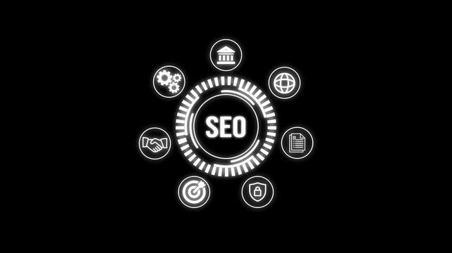 SEO standards quality control assurance warranty business technology concept. Business technology process improvement concept Business, Technology. holographic advanced HUD circle platform