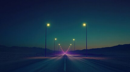 Night scene on water with glowing structures