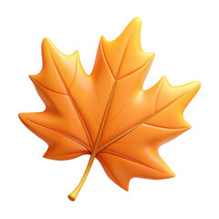 Obraz premium Single orange maple leaf 3d render isolated on transparent background
