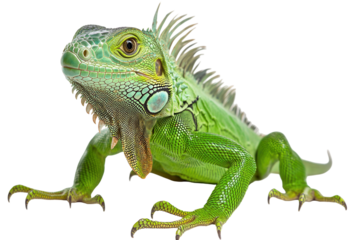 Green Iguana Reptile Portrait Exotic Wildlife Animal Nature isolated on a transparent background