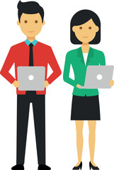 Male and Female Office Team Standing Confidently Together