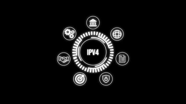 IPV4 Web Hosting Supply Chain Interface &ndash; Digital Icons for Online Infrastructure and Services