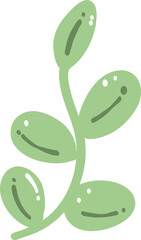 Cute Oval Green Leaf Minimal Illustration