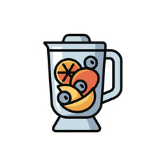 Blender with Orange Mango and Blueberry Smoothie Ingredients