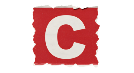 Letter C Cutouts: Photoreal Ripped Magazine & Newspaper | High Definition | PNG image with transparent background