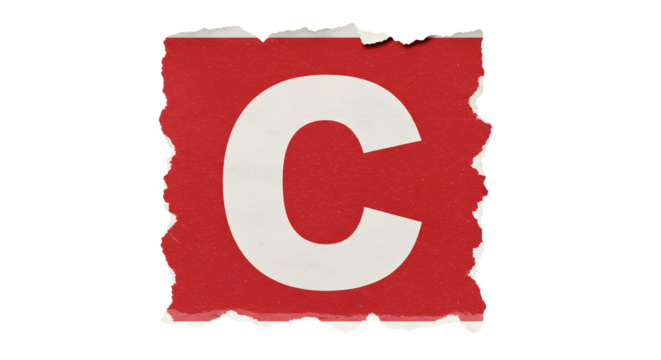 Letter C Cutouts: Photoreal Ripped Magazine & Newspaper | High Definition | PNG image with transparent background