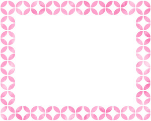 Pink Japanese Shippo Frame, Hand Painted Watercolor Japanese Design Background