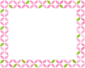 Sakura Pink Japanese Shippo Frame, Hand Painted Watercolor Japanese Design Background