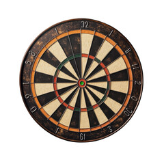 Obraz premium Vintage Dartboard Game Target Aim Black Background, isolated on a transparent background