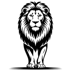 Majestic Lion Silhouette, Wildlife Vector Illustration