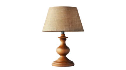 Table lamp with fabric shade Transparent background, PNG