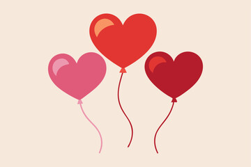 Three Heart-Shaped Balloons A Romantic Illustration of Love and Affection