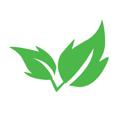 Natural set of abstract isolated green leaves icons, eco signs and label, plant branches, twigs tea and natural sprigs silhouettes on white background