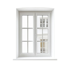White window with panes view from inside home light bright isolated on a transparent background