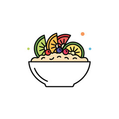 Colorful Fruit Oatmeal Bowl Line Art Graphic image