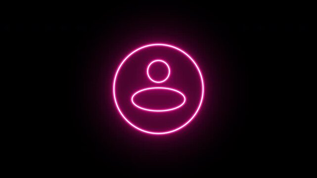 Neon user icon, flickering emergence and fading. Glowing neon user avatar icon, looped animation. User profile, anonymous person, login account, admin, digital avatar. Red pink magenta colors